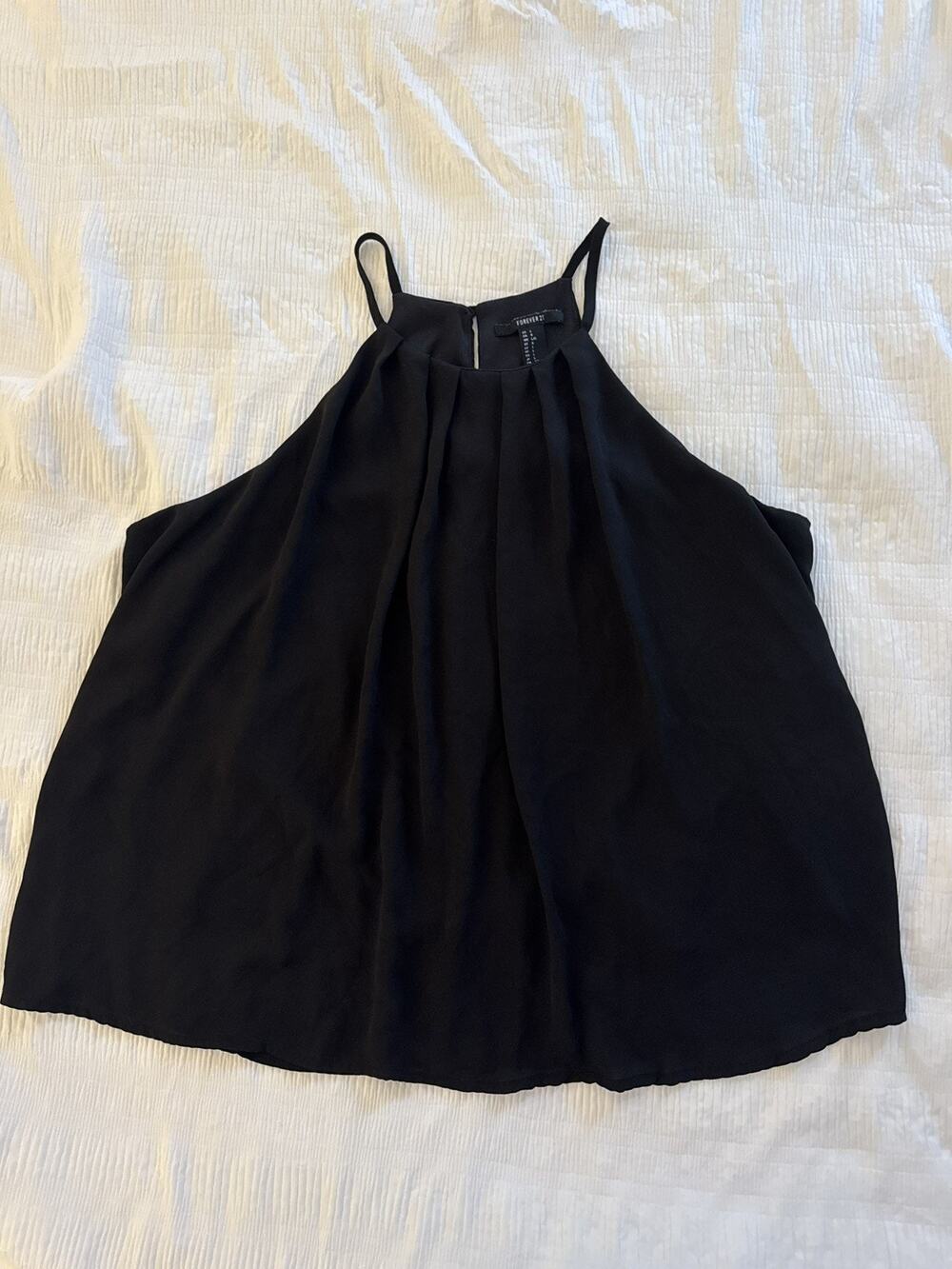 Flowy black Halter Top High Neckline 90s Minimalism Quiet Luxury Whimsigoth Chic